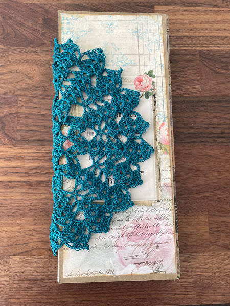 Handmade Peacock Blue Lace Doily